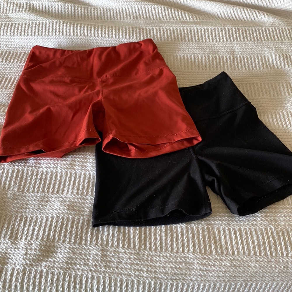 Biker short bundle - 1 black pair 1 red/orange pair